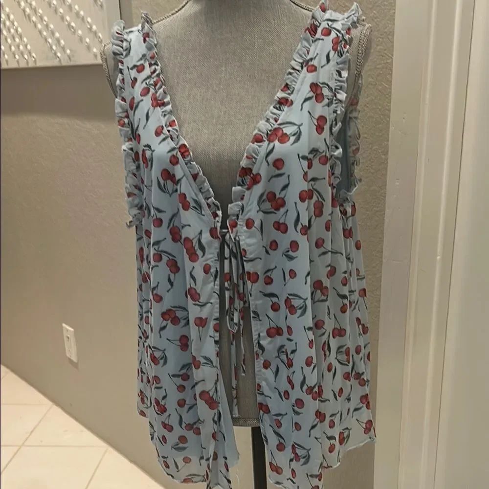 Cherry Print Ruffle Trim Top - Picture 4 of 10